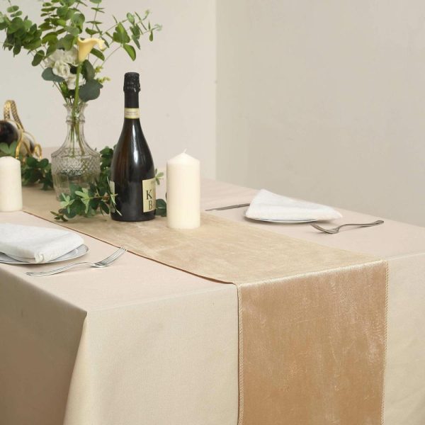 Velvet & Stylish Runners |  12″x108″ Champagne Premium Velvet Table Runner