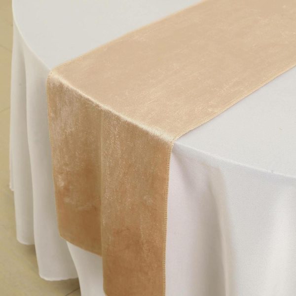 Velvet & Stylish Runners |  12″x108″ Champagne Premium Velvet Table Runner