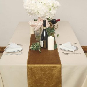 Velvet & Stylish Runners |  12″x108″ Gold Premium Velvet Table Runner