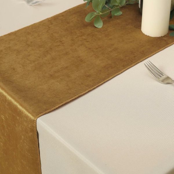 Velvet & Stylish Runners |  12″x108″ Gold Premium Velvet Table Runner