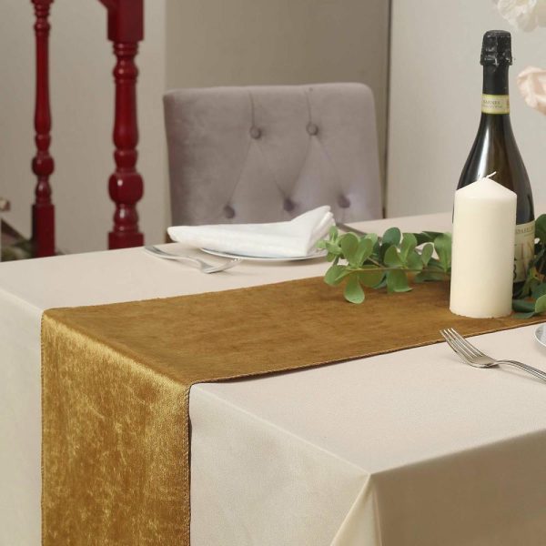 Velvet & Stylish Runners |  12″x108″ Gold Premium Velvet Table Runner