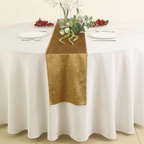 Velvet & Stylish Runners |  12″x108″ Gold Premium Velvet Table Runner