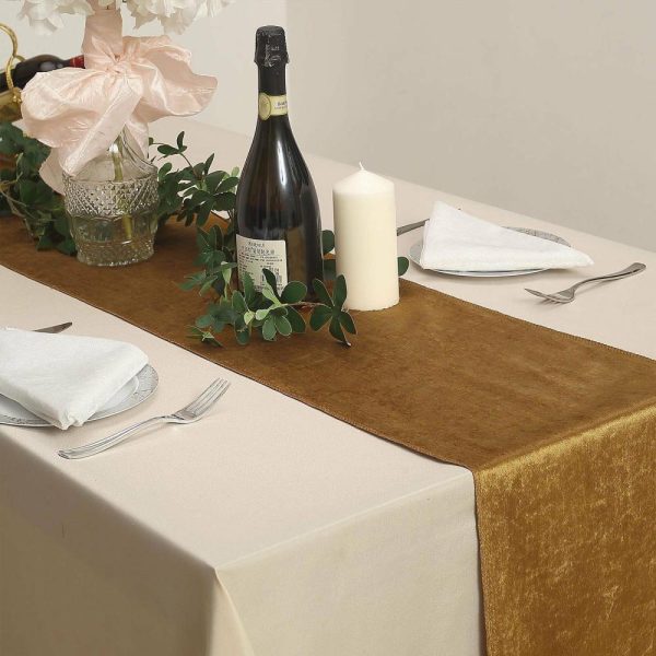 Velvet & Stylish Runners |  12″x108″ Gold Premium Velvet Table Runner