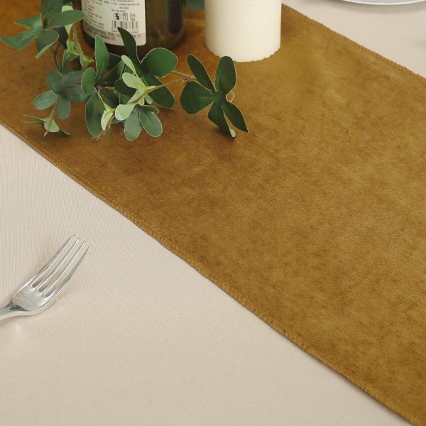 Velvet & Stylish Runners |  12″x108″ Gold Premium Velvet Table Runner