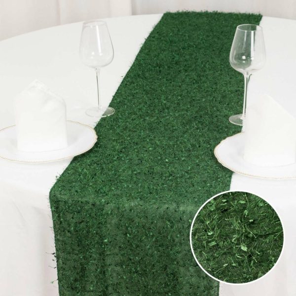 Velvet & Stylish Runners |  12″x108″ Green Fringe Shag Polyester Table Runner