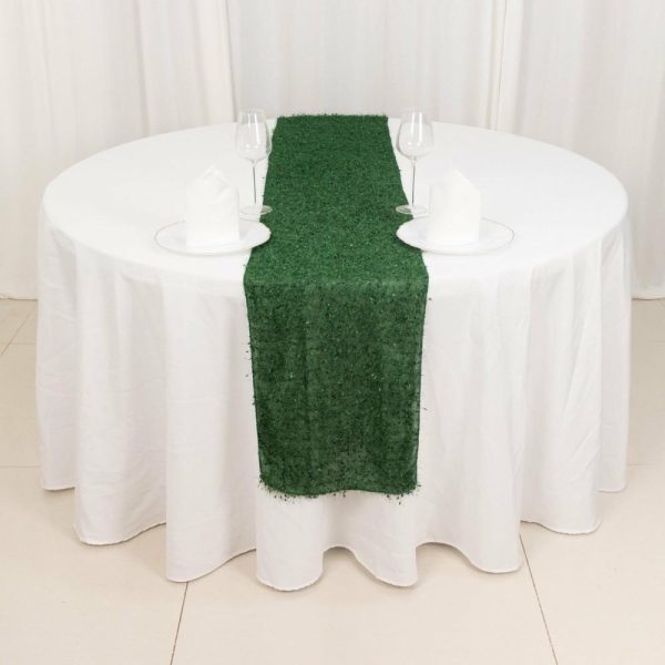 Velvet & Stylish Runners |  12″x108″ Green Fringe Shag Polyester Table Runner