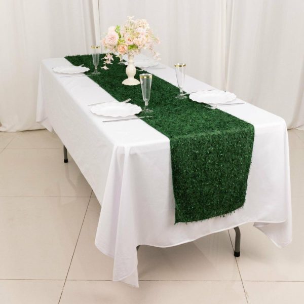 Velvet & Stylish Runners |  12″x108″ Green Fringe Shag Polyester Table Runner