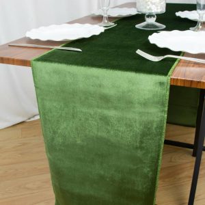 Velvet & Stylish Runners |  12″x108″ Olive Green Premium Velvet Sheen Finish Table Runner