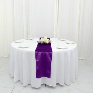 Velvet & Stylish Runners |  12″x108″ Purple Premium Sheen Finish Velvet Table Runner, Reusable Runner