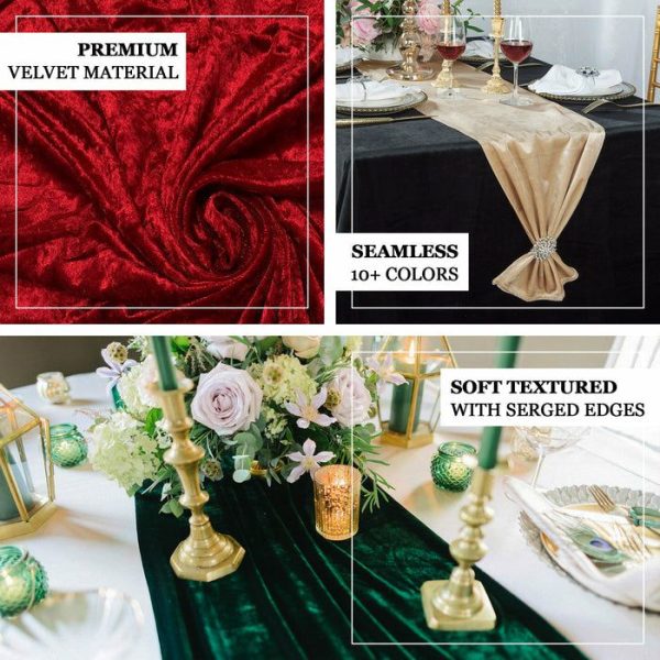 Velvet & Stylish Runners |  12″x108″ Sage Green Premium Crushed Velvet Table Runner – 190GSM