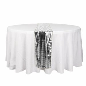 Velvet & Stylish Runners |  12″x108″ Silver Dashing Mirror Foil Table Runner