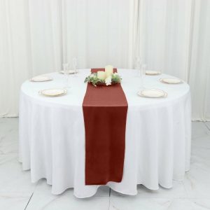 Velvet & Stylish Runners |  12″x108″ Terracotta (Rust) Premium Velvet Sheen Finish Table Runner