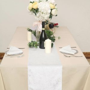 Velvet & Stylish Runners |  12″x108″ White Premium Velvet Table Runner