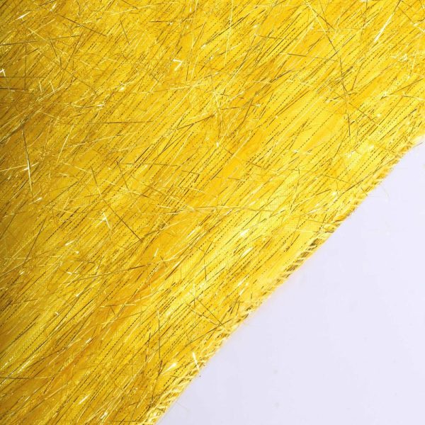 Velvet & Stylish Runners |  Gold Metallic Fringe Shag Tinsel Table Runner, Shimmery Polyester Table Runner – 12″x108″