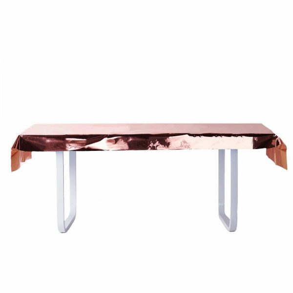 Vinyl & Plastic |  40″x90″ Rose Gold Metallic Foil Rectangle Tablecloth, Disposable Table Cover