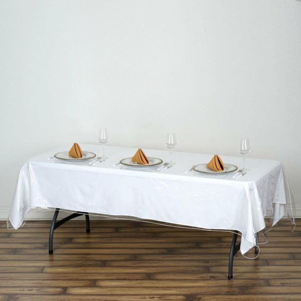 Vinyl & Plastic |  54″x72″ Clear 10 Mil Thick Eco-friendly Vinyl Waterproof Tablecloth PVC Rectangle Disposable Tablecloth