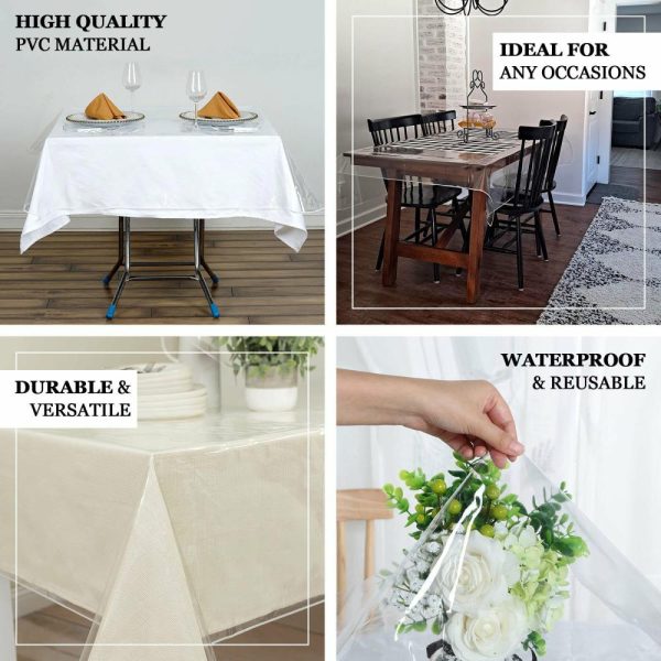 Vinyl & Plastic |  54″x72″ Clear 10 Mil Thick Eco-friendly Vinyl Waterproof Tablecloth PVC Rectangle Disposable Tablecloth