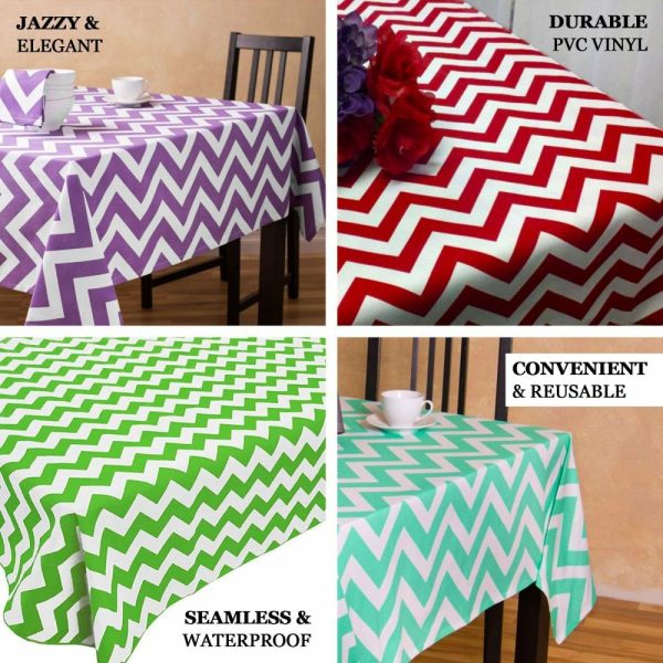 Vinyl & Plastic |  Yellow Chevron Rectangle Plastic Table Cover, 54″x72″ PVC Waterproof Disposable Tablecloth