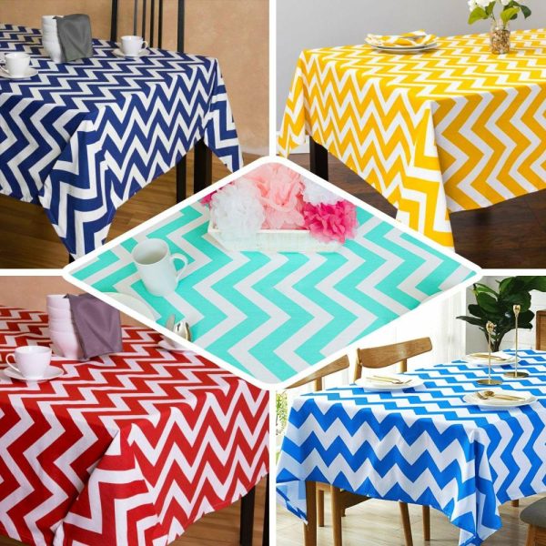 Vinyl & Plastic |  Yellow Chevron Rectangle Plastic Table Cover, 54″x72″ PVC Waterproof Disposable Tablecloth