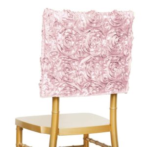 Chiavari Chair Decors |  16″ Blush Satin Rosette Chiavari Chair Caps, Chair Back Covers