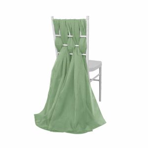 Chiavari Chair Decors |  5 Pack Sage Green DIY Premium Designer Chiffon Chair Sashes – 22″x78″