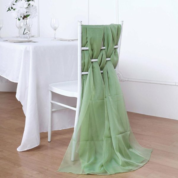 Chiavari Chair Decors |  5 Pack Sage Green DIY Premium Designer Chiffon Chair Sashes – 22″x78″