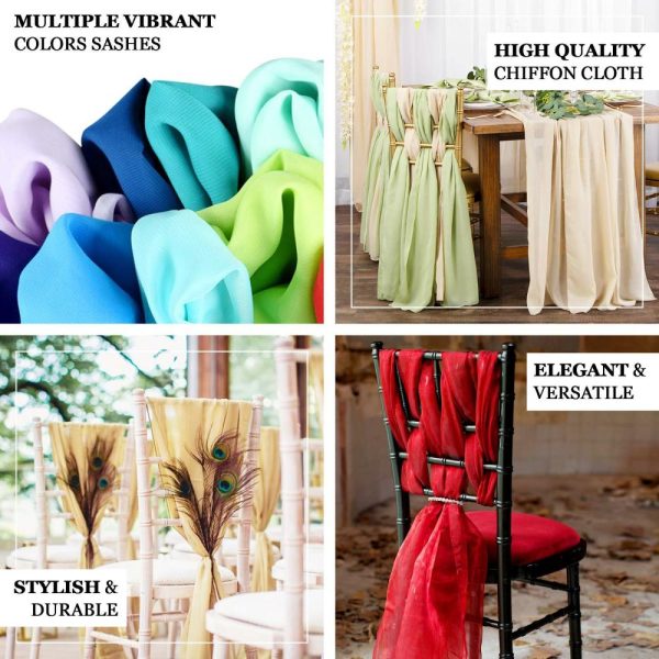 Chiavari Chair Decors |  5 Pack Sage Green DIY Premium Designer Chiffon Chair Sashes – 22″x78″