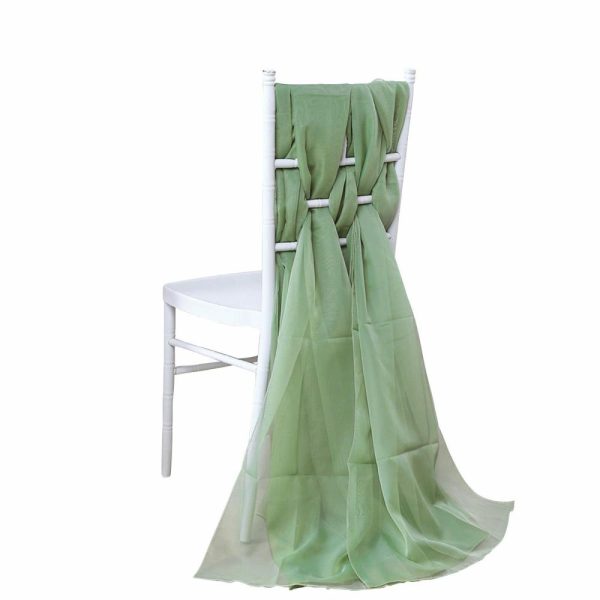 Chiavari Chair Decors |  5 Pack Sage Green DIY Premium Designer Chiffon Chair Sashes – 22″x78″