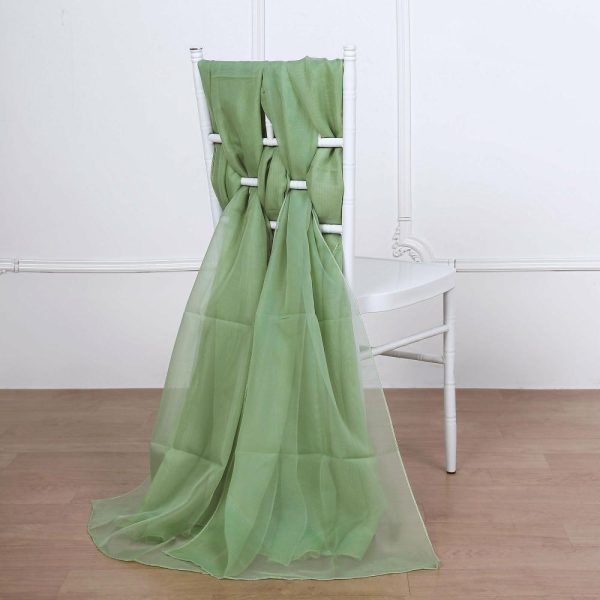 Chiavari Chair Decors |  5 Pack Sage Green DIY Premium Designer Chiffon Chair Sashes – 22″x78″