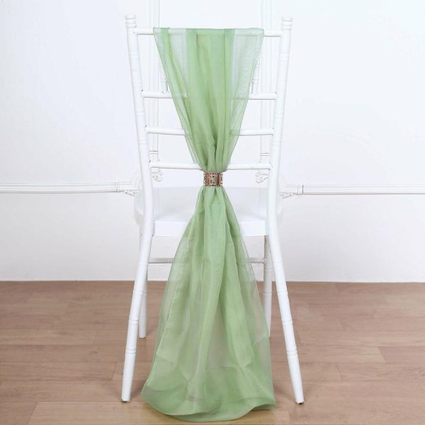 Chiavari Chair Decors |  5 Pack Sage Green DIY Premium Designer Chiffon Chair Sashes – 22″x78″