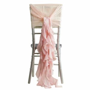 Organza & Chiffon Sashes |  1 Set Blush Chiffon Hoods With Ruffles Willow Chair Sashes