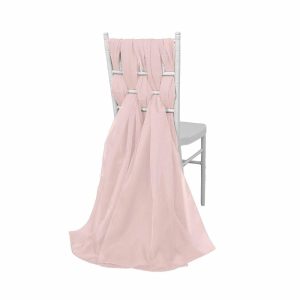 Organza & Chiffon Sashes |  5 Pack Blush DIY Premium Designer Chiffon Chair Sashes – 22″x78″