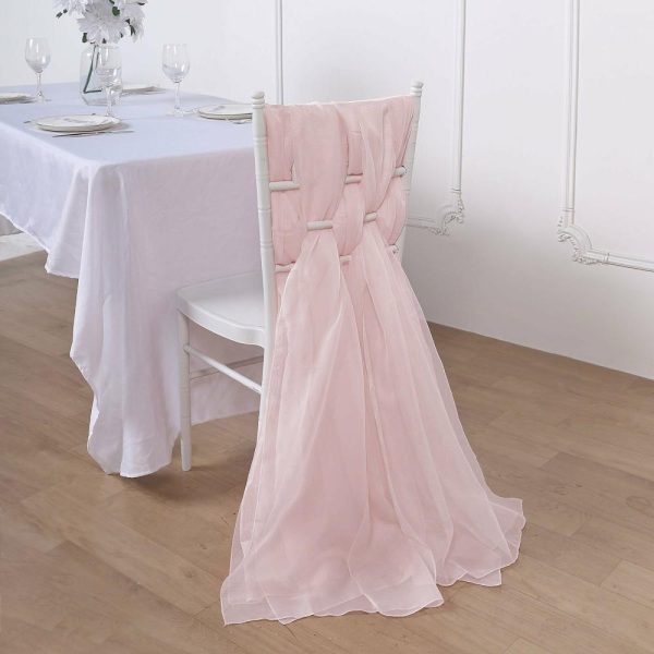 Organza & Chiffon Sashes |  5 Pack Blush DIY Premium Designer Chiffon Chair Sashes – 22″x78″