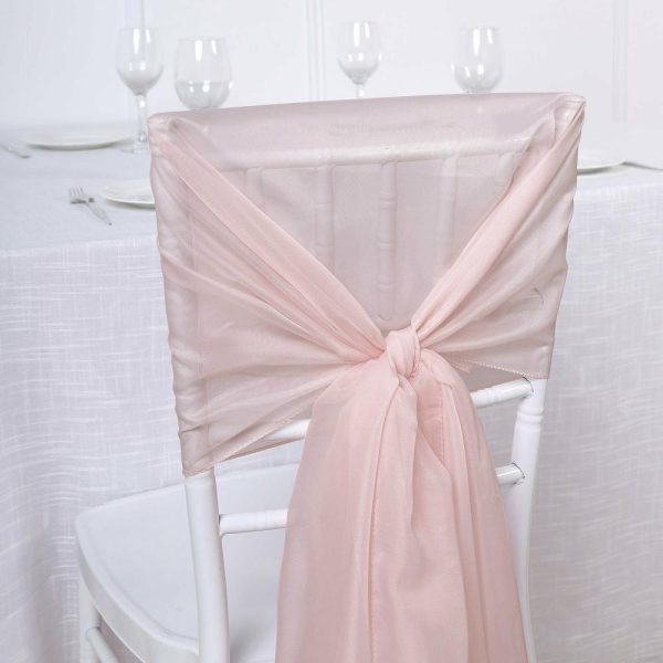 Organza & Chiffon Sashes |  5 Pack Blush DIY Premium Designer Chiffon Chair Sashes – 22″x78″