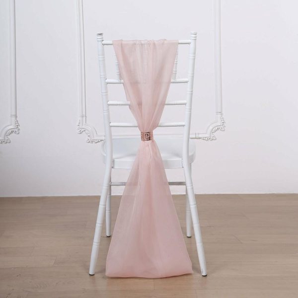 Organza & Chiffon Sashes |  5 Pack Blush DIY Premium Designer Chiffon Chair Sashes – 22″x78″