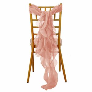 Organza & Chiffon Sashes |  Blush Chiffon Curly Chair Sash