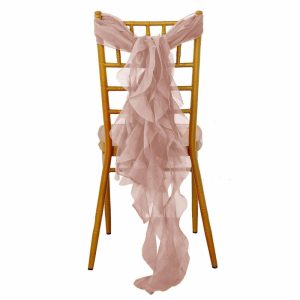 Organza & Chiffon Sashes |  Dusty Rose Chiffon Curly Chair Sash