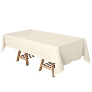 Polyester |  60″x102″ Beige Seamless Polyester Rectangular Tablecloth