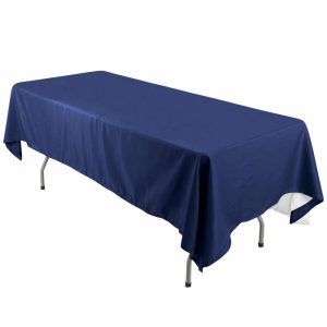 Polyester |  60″x126″ Navy Blue Seamless Polyester Rectangular Tablecloth