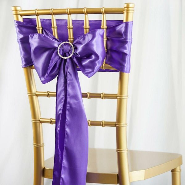 Satin Sashes |  5 Pack 6″x106″ Purple Satin Chair Sashes