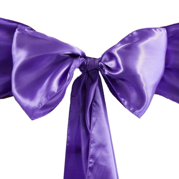 Satin Sashes |  5 Pack 6″x106″ Purple Satin Chair Sashes