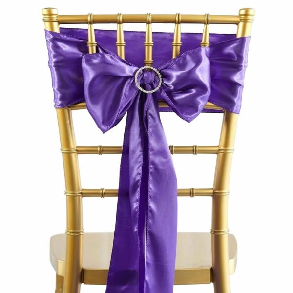 Satin Sashes |  5 Pack 6″x106″ Purple Satin Chair Sashes