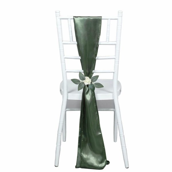 Satin Sashes |  5 Pack Dusty Sage Green Satin Chair Sashes – 6″x106″