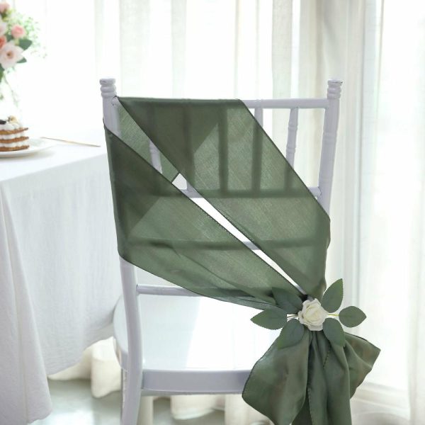 Satin Sashes |  5 Pack Dusty Sage Green Satin Chair Sashes – 6″x106″