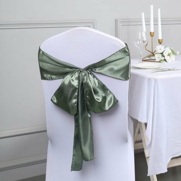 Satin Sashes |  5 Pack Dusty Sage Green Satin Chair Sashes – 6″x106″