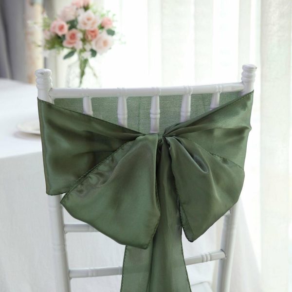 Satin Sashes |  5 Pack Dusty Sage Green Satin Chair Sashes – 6″x106″