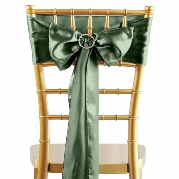 Satin Sashes |  5 Pack Dusty Sage Green Satin Chair Sashes – 6″x106″