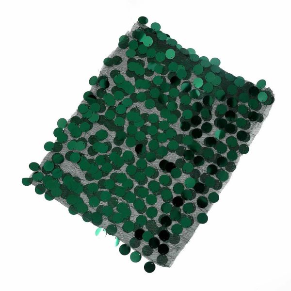 Sequin & Shimmer Sashes |  5 Pack 13″x10″ Hunter Emerald Green Big Payette Sequin Chair Sash Bands