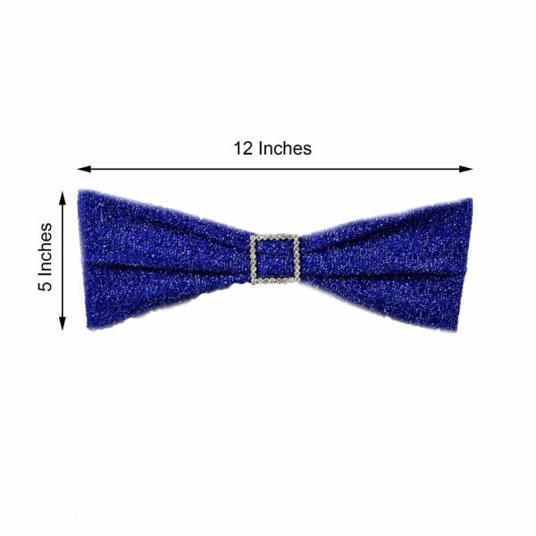 Sequin & Shimmer Sashes |  5 Pack Royal Blue Metallic Shimmer Tinsel Spandex Chair Sashes