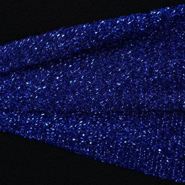 Sequin & Shimmer Sashes |  5 Pack Royal Blue Metallic Shimmer Tinsel Spandex Chair Sashes